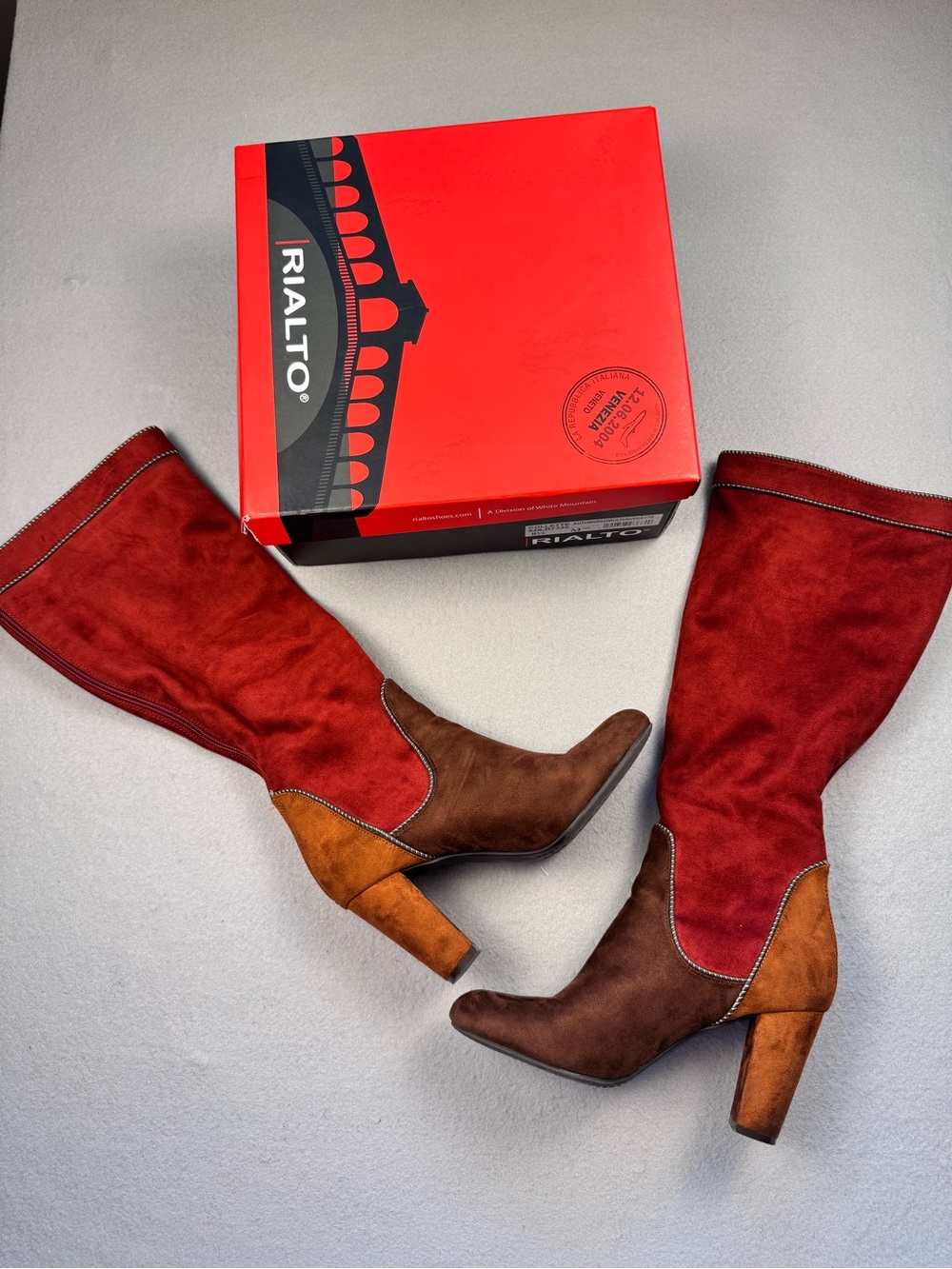 Rialto Women’s Three-Tone Suede Knee Boots - Red, Brown & Tan